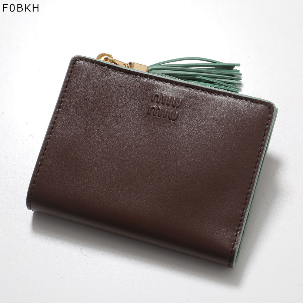 Miu Miu Bi fold Wallet Compact Nappa Leather Tassel